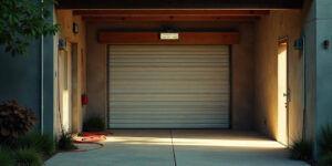 Close-up of the red emergency release cord for how to open a garage door without power